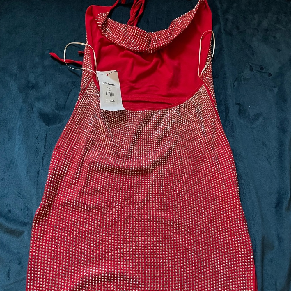 AKIRA Red Rhinestone Dress